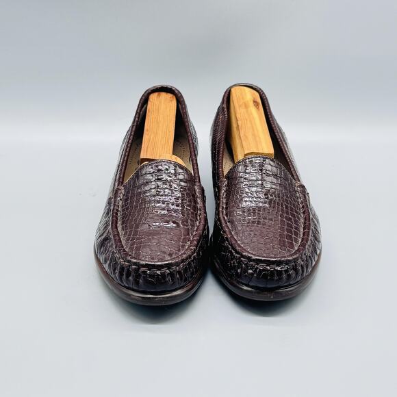 SAS Shoes Womens 5.5 Brown Tripad Comfort Loafers Croc Embossed Slip On USA - Picture 3 of 10